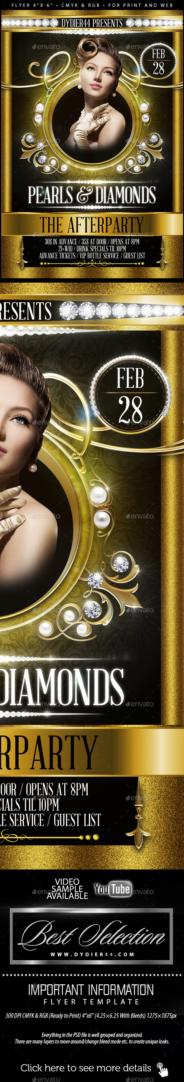 Pearls & Diamonds (Flyer Template 4x6) by Dydier44 GraphicRiver